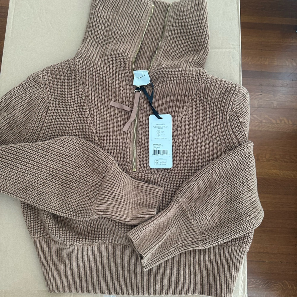 Varley Tan Ribbed Women's Cardigan